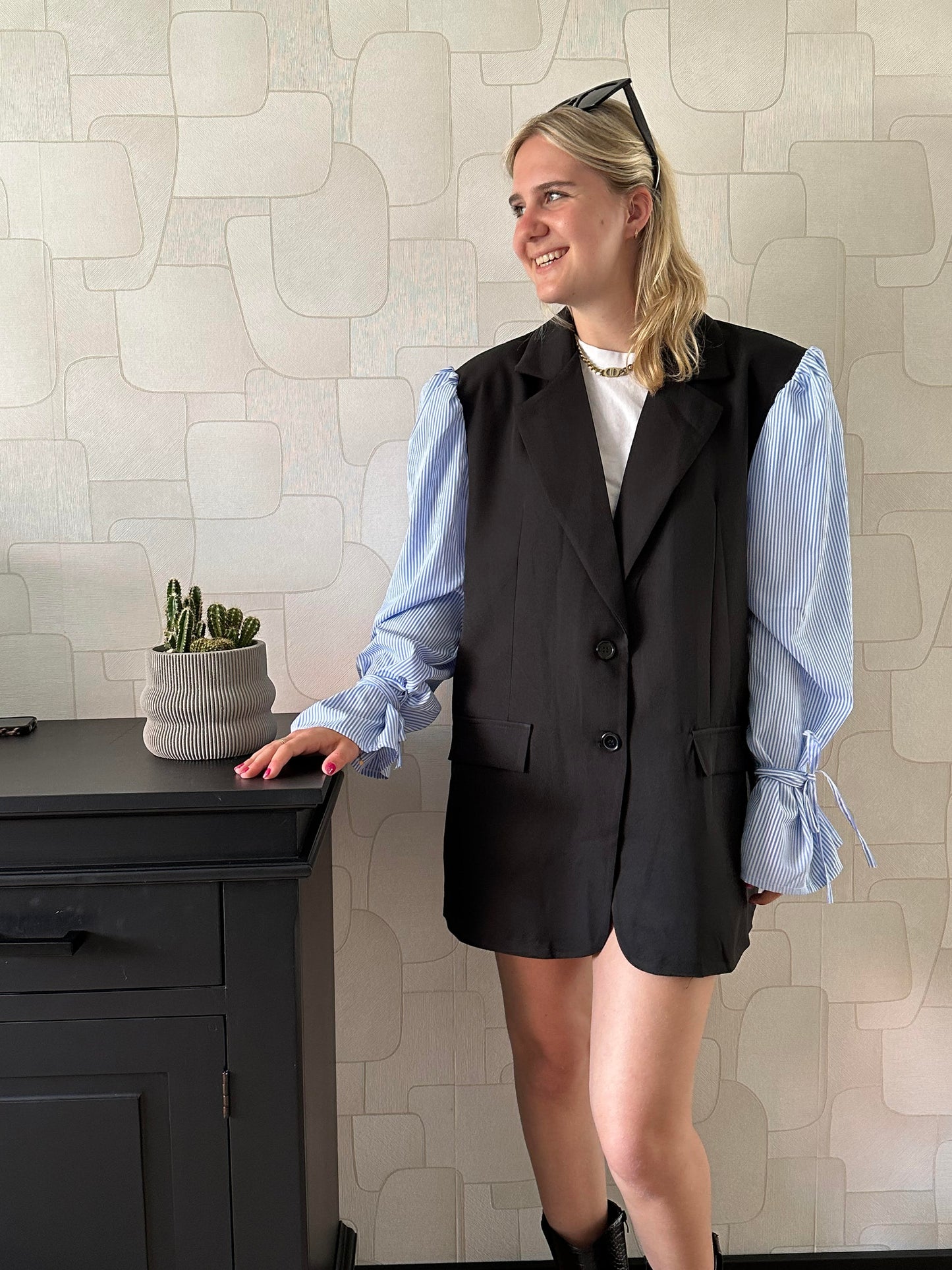 BLAZER - BLOUSE MOUW BLAUW