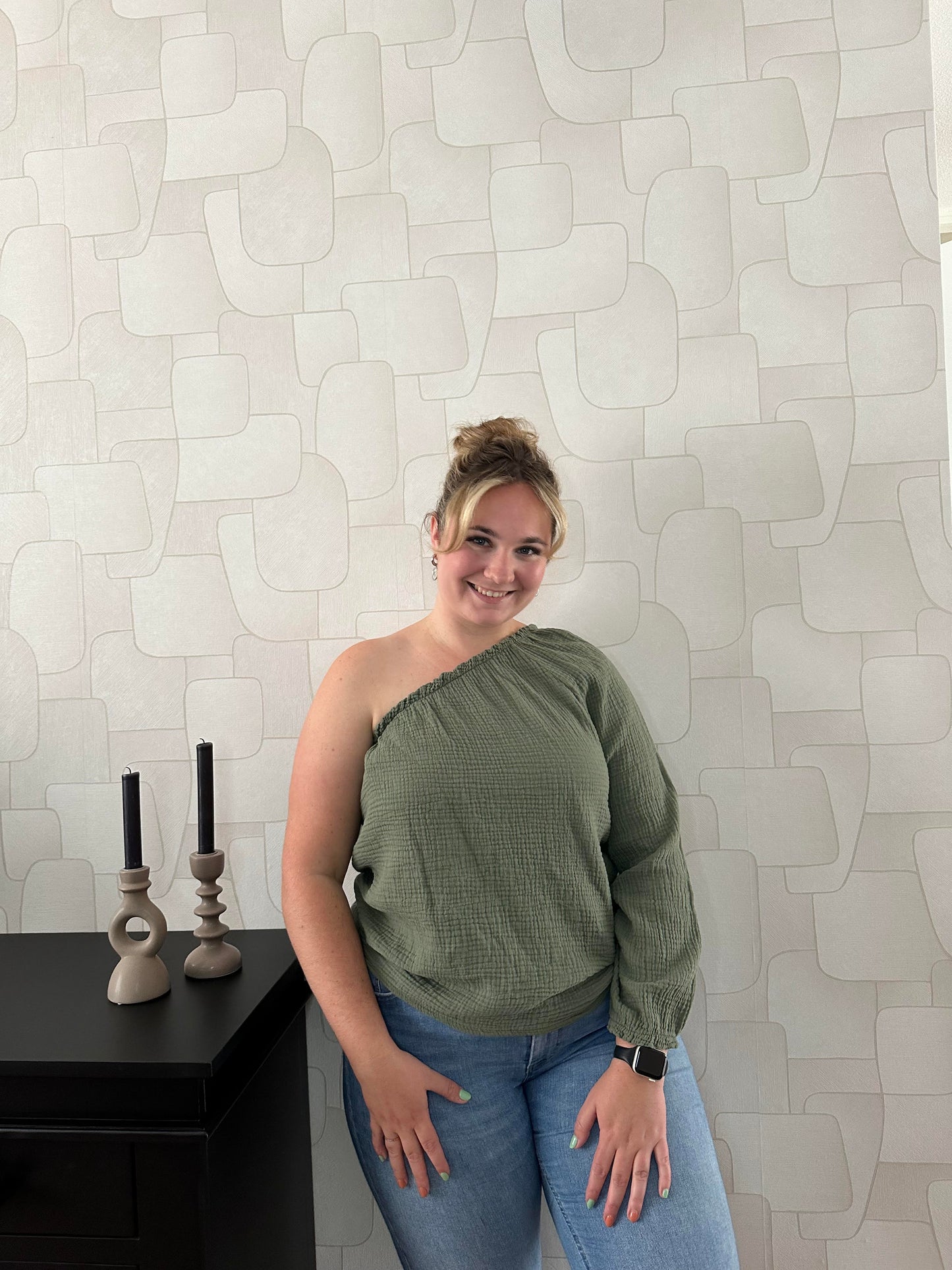 ONE SHOULDER TOP - KAKI