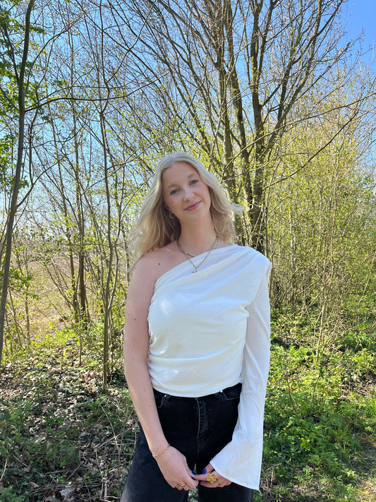 ONE SHOULDER TOP - WIT