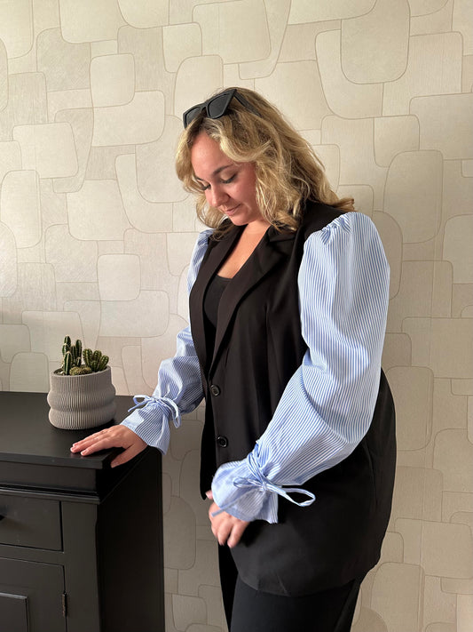 BLAZER - BLOUSE MOUW BLAUW