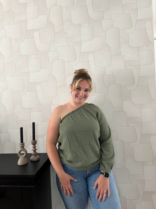 ONE SHOULDER TOP - KAKI